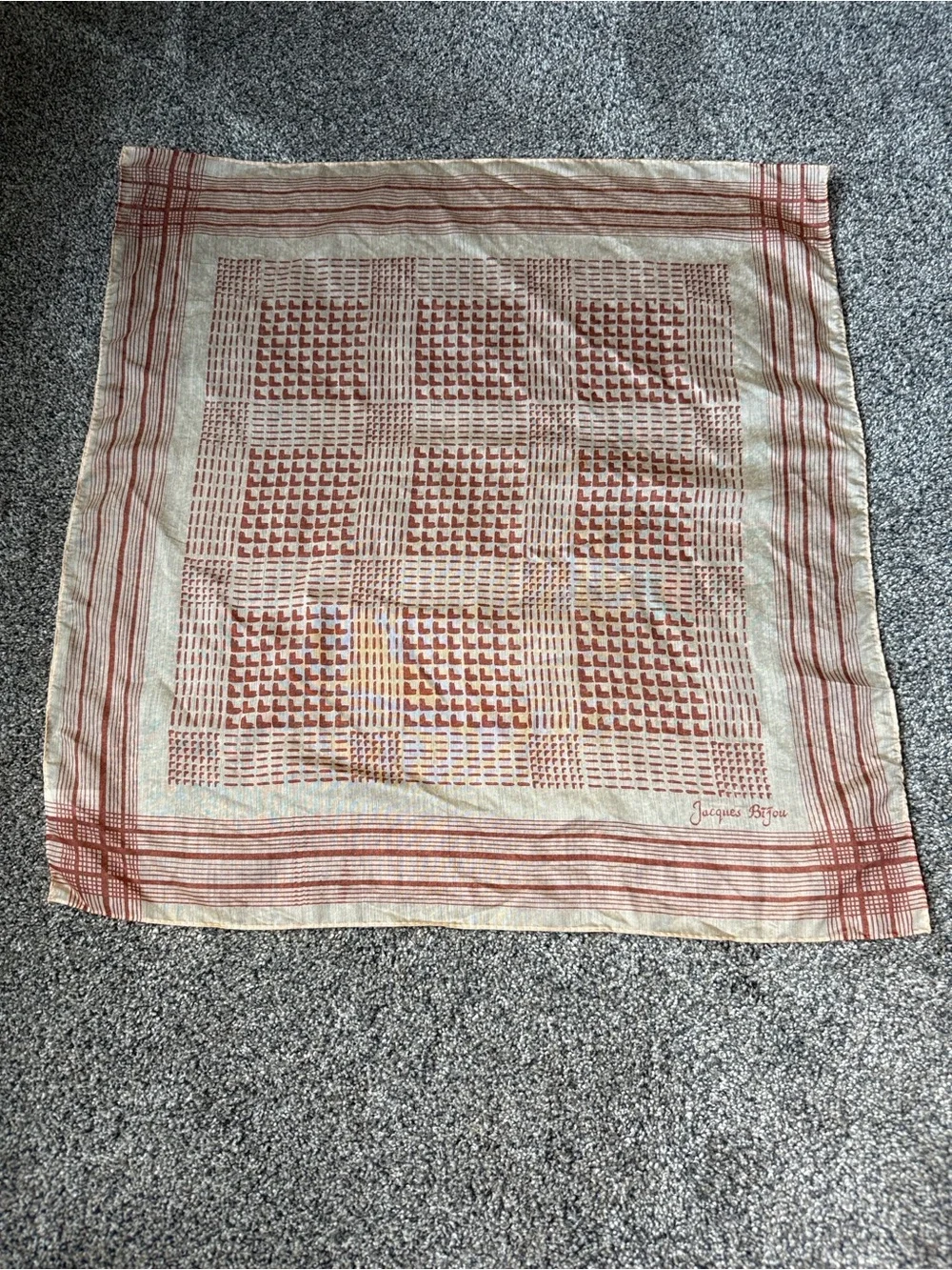 Vintage Jacques Bijou Scarf – Geometric Abstract Print